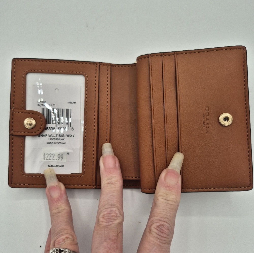Coach Cosmic Coach Snap Wallet In Signature Canvas With Rexy Print In Tan - Picture 6 of 8